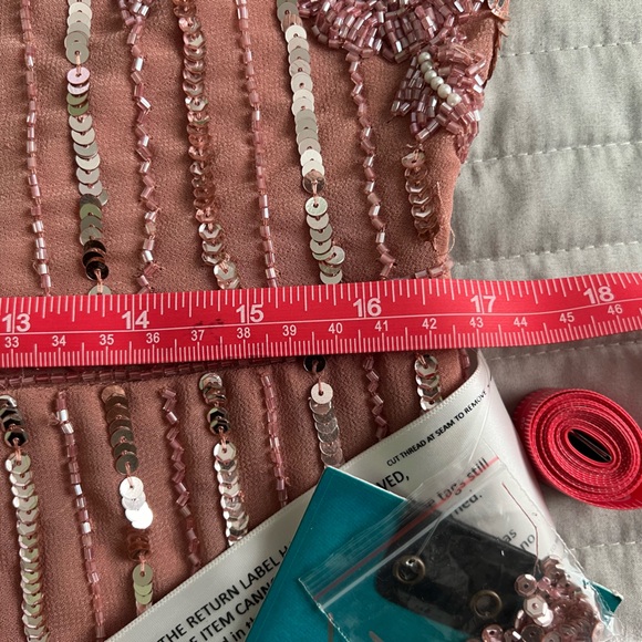 Mac Duggal 70260 STRIPED FLORAL EMBELLISHED SLEEVELESS MIDI DRESS - Picture 15 of 15